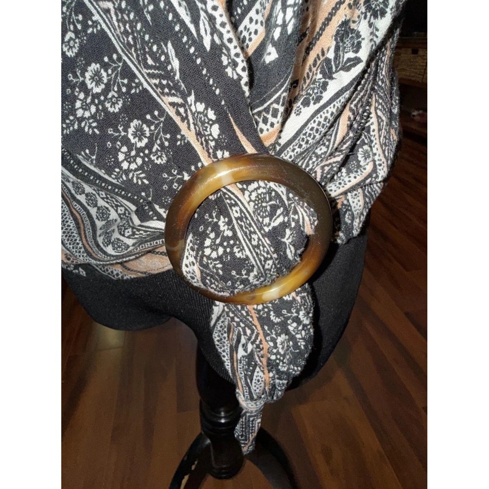 BCX Wrap Top Womens Medium Multicolor Floral Print V Neck Front Tie Casual Wear - Picture 3 of 6